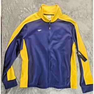 Speedo Men's Jacket Full Zip Collard Streamline Team Warm Up Blue/Yellow Size XL